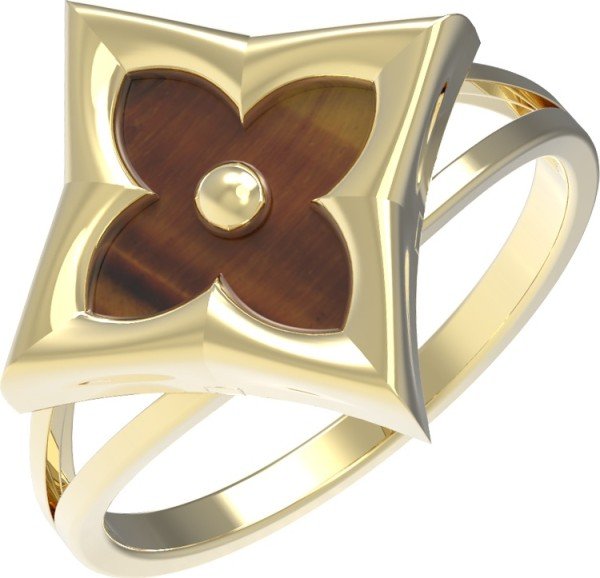 Кольцо из лимонного золота c тигровым глазом