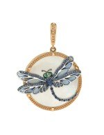 Подвеска из золота c сапфиром, эмалью и перламутром