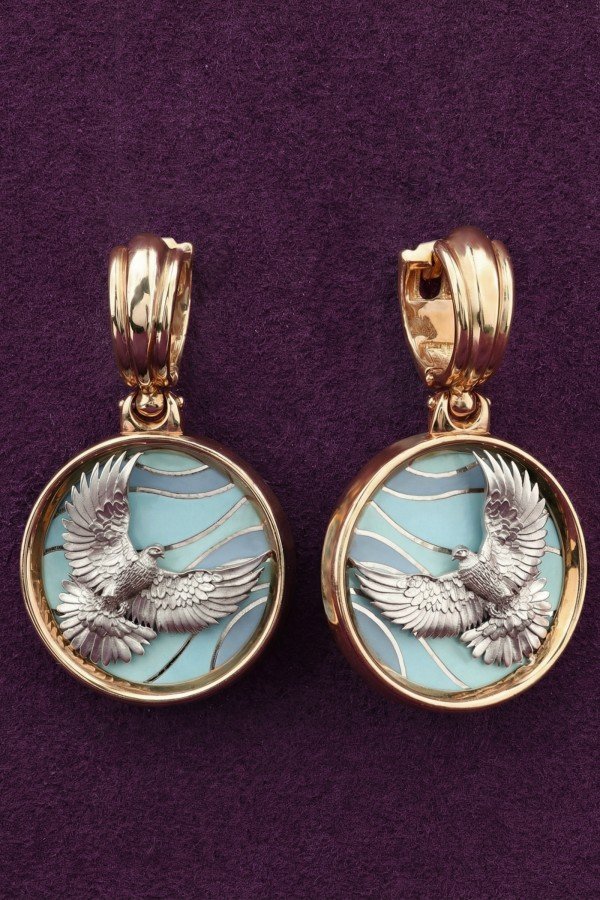 Серьги из золота c эмалью