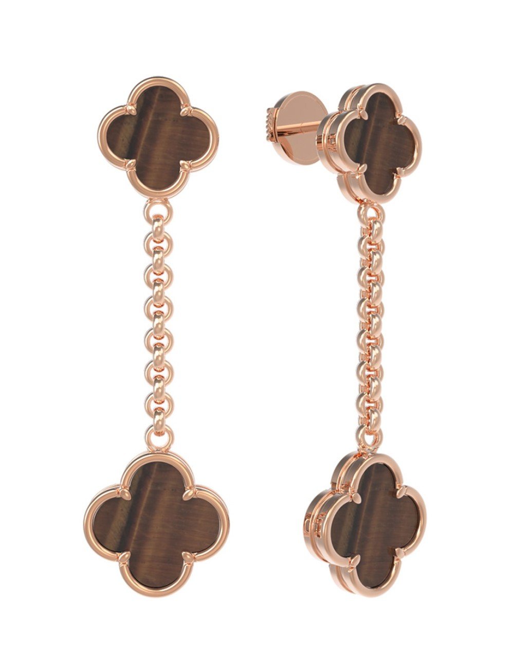 Серьги из золота c тигровым глазом