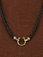 Гайтан из зелёного золота c кожаным шнурком