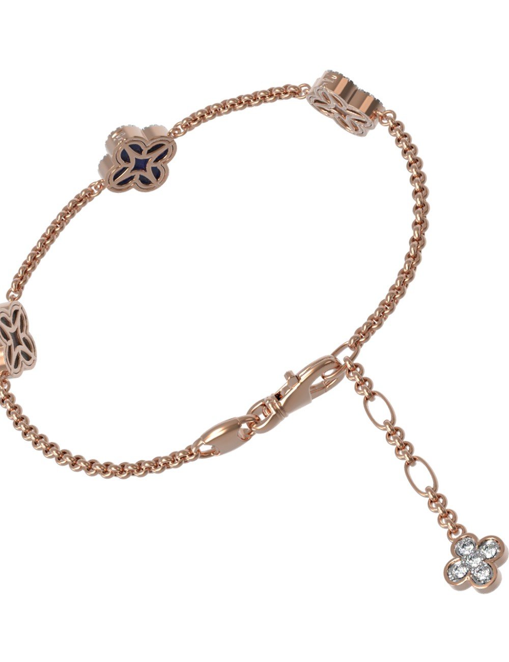 Браслет из золота c бриллиантами, лазуритом и перламутром