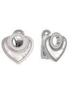 Серьги из белого золота c бриллиантами и перламутром