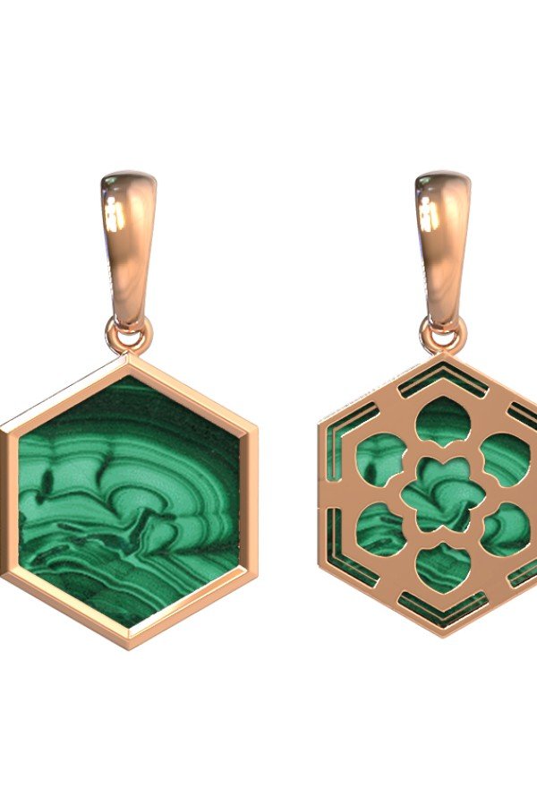 Подвеска из золота c малахитом