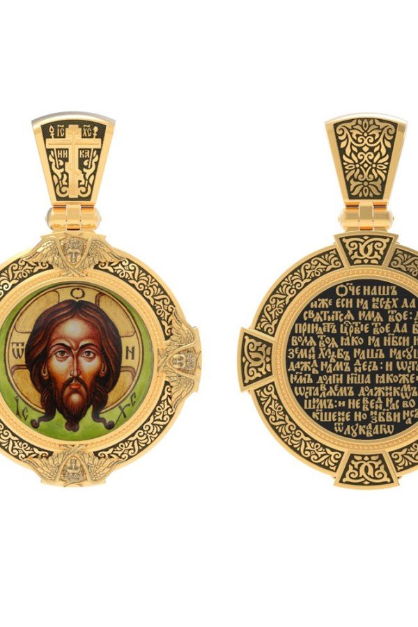 Образок из лимонного золота c эмалью и иконописью