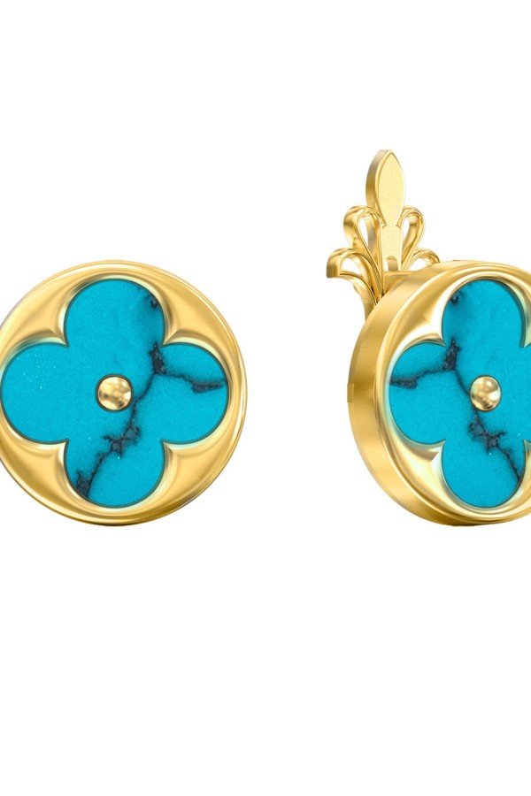 Серьги из лимонного золота c бирюзой