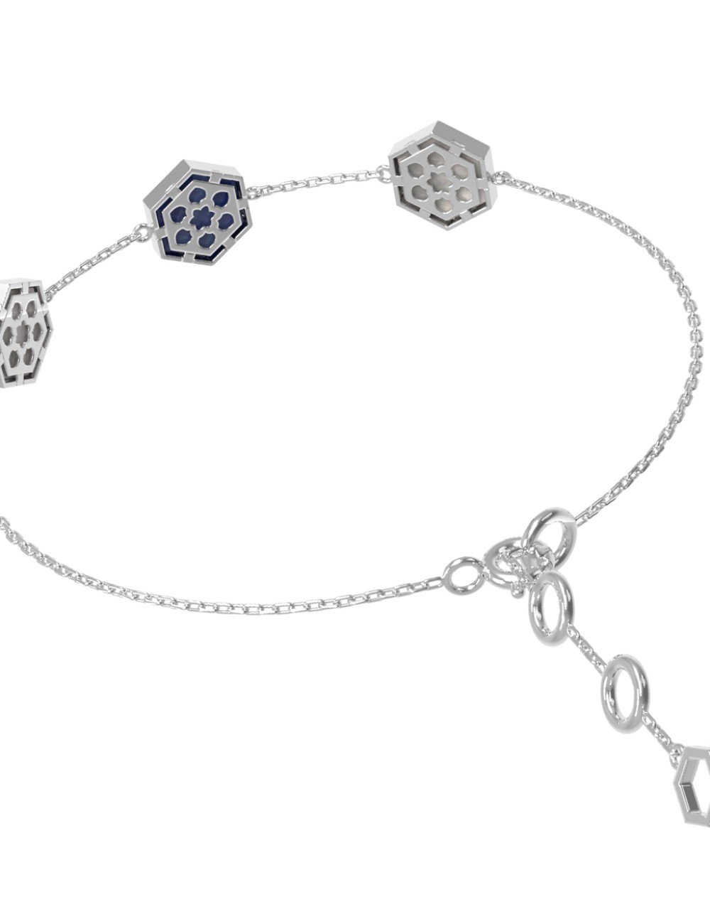 Браслет из белого золота c лазуритом и перламутром