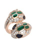 Кольцо из золота c бриллиантами, сапфиром и малахитом