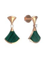 Серьги из золота c бриллиантами и малахитом