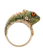 Кольцо из золота c эмалью и рубином