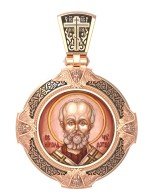Образок из золота c эмалью и иконописью