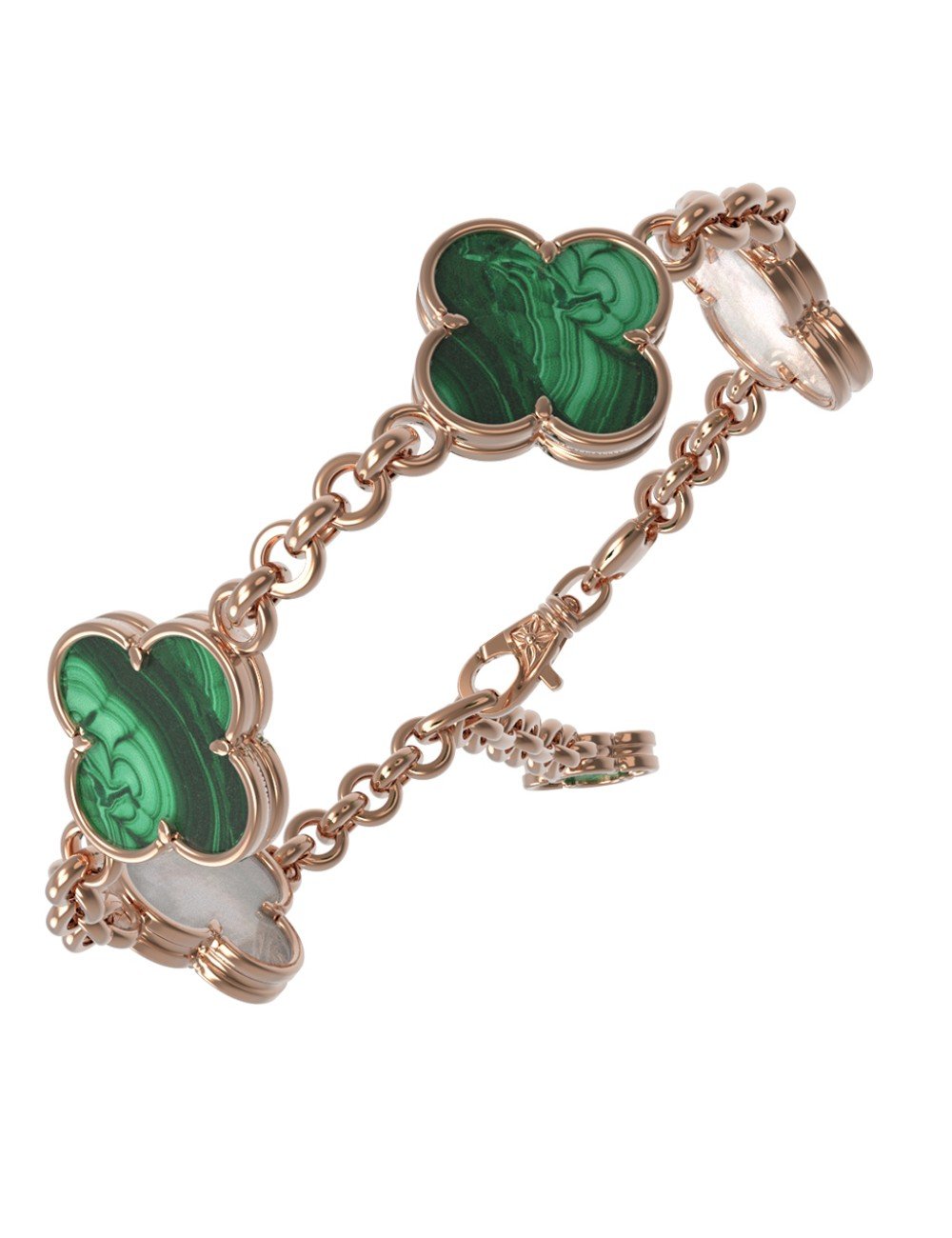 Браслет из золота c малахитом и перламутром