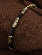 Браслет из лимонного золота c кожаным шнурком