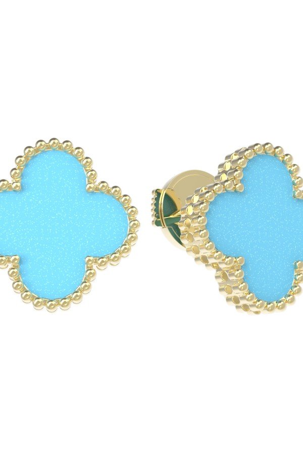 Серьги из лимонного золота c бирюзой