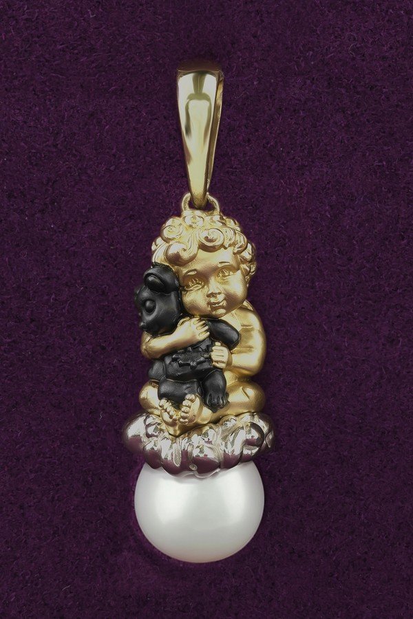 Подвеска из лимонного золота c жемчугом