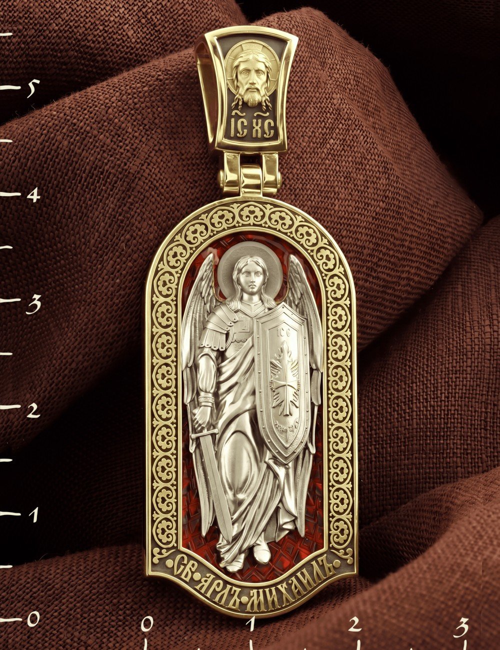 Образок из лимонного золота c эмалью