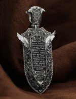 Образок из белого золота c эмалью и бивнем мамонта