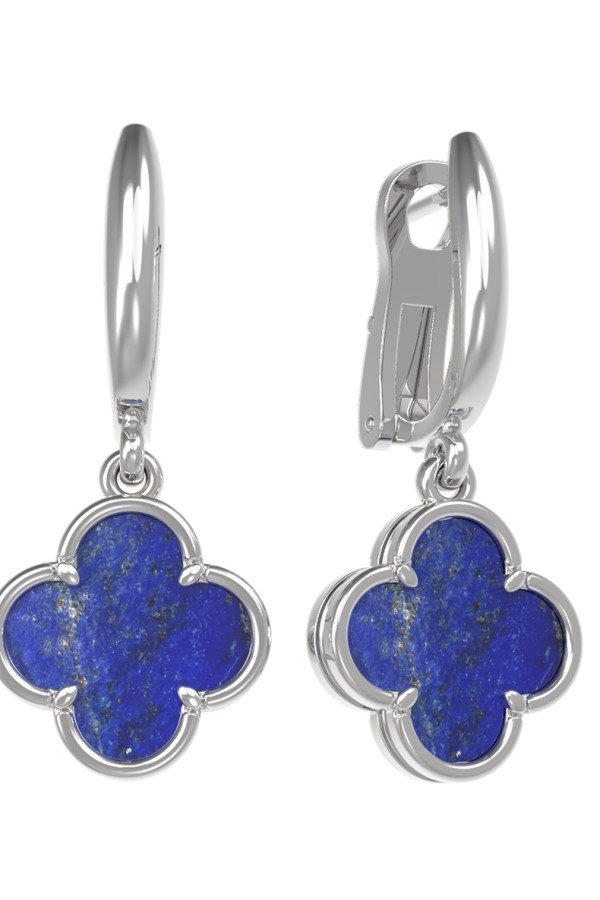 Серьги из белого золота c лазуритом