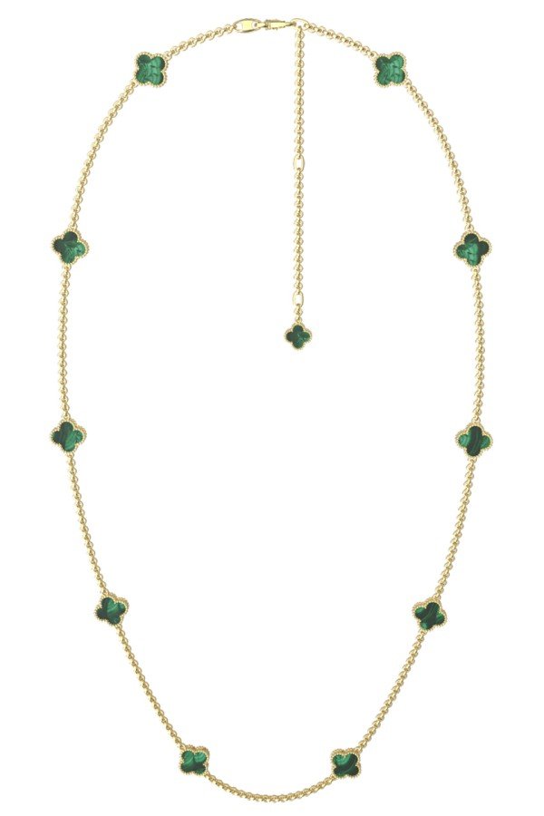 Колье из лимонного золота c малахитом