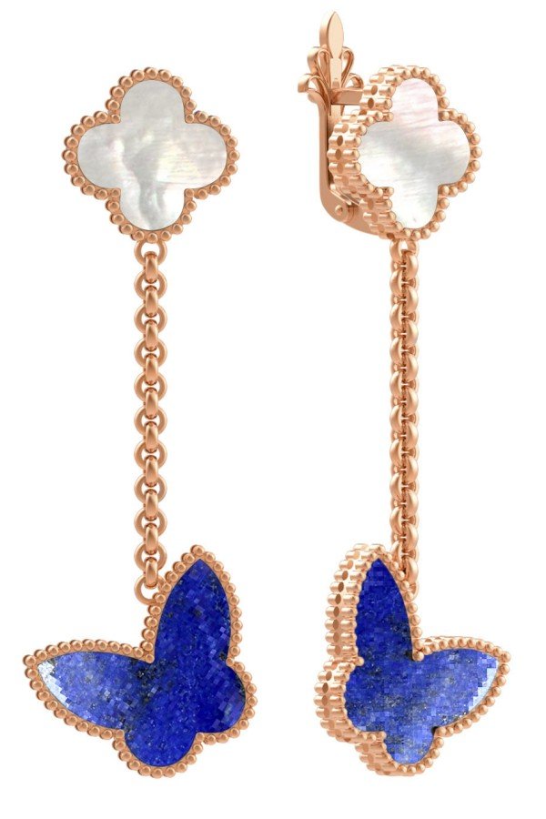 Серьги из золота c лазуритом и перламутром