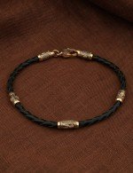 Браслет из золота c кожаным шнурком