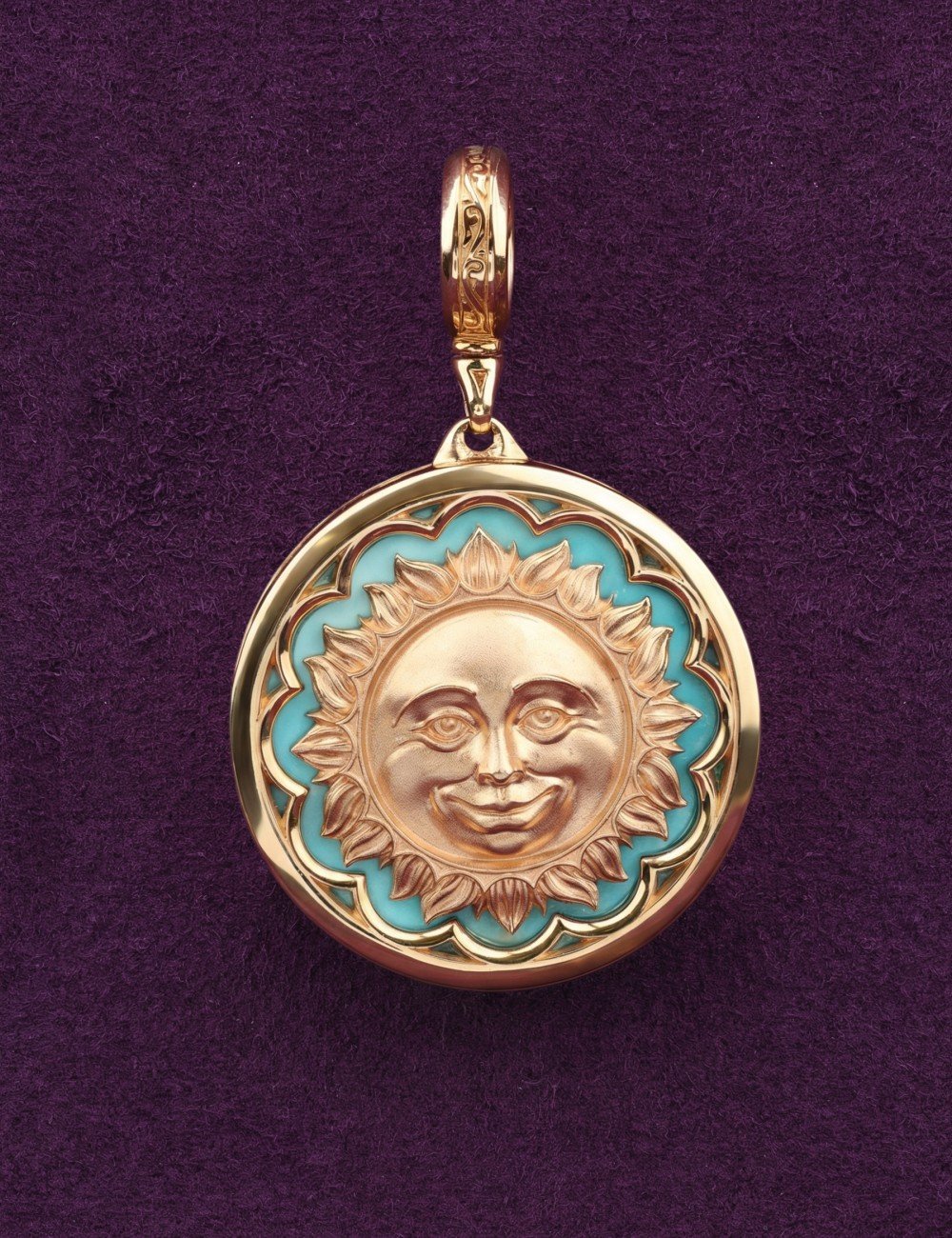 Подвеска из золота c бирюзой и лазуритом