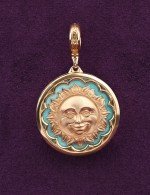 Подвеска из золота c бирюзой и лазуритом