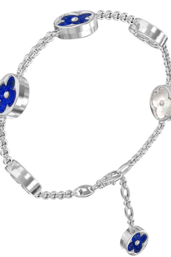 Браслет из белого золота c лазуритом и перламутром