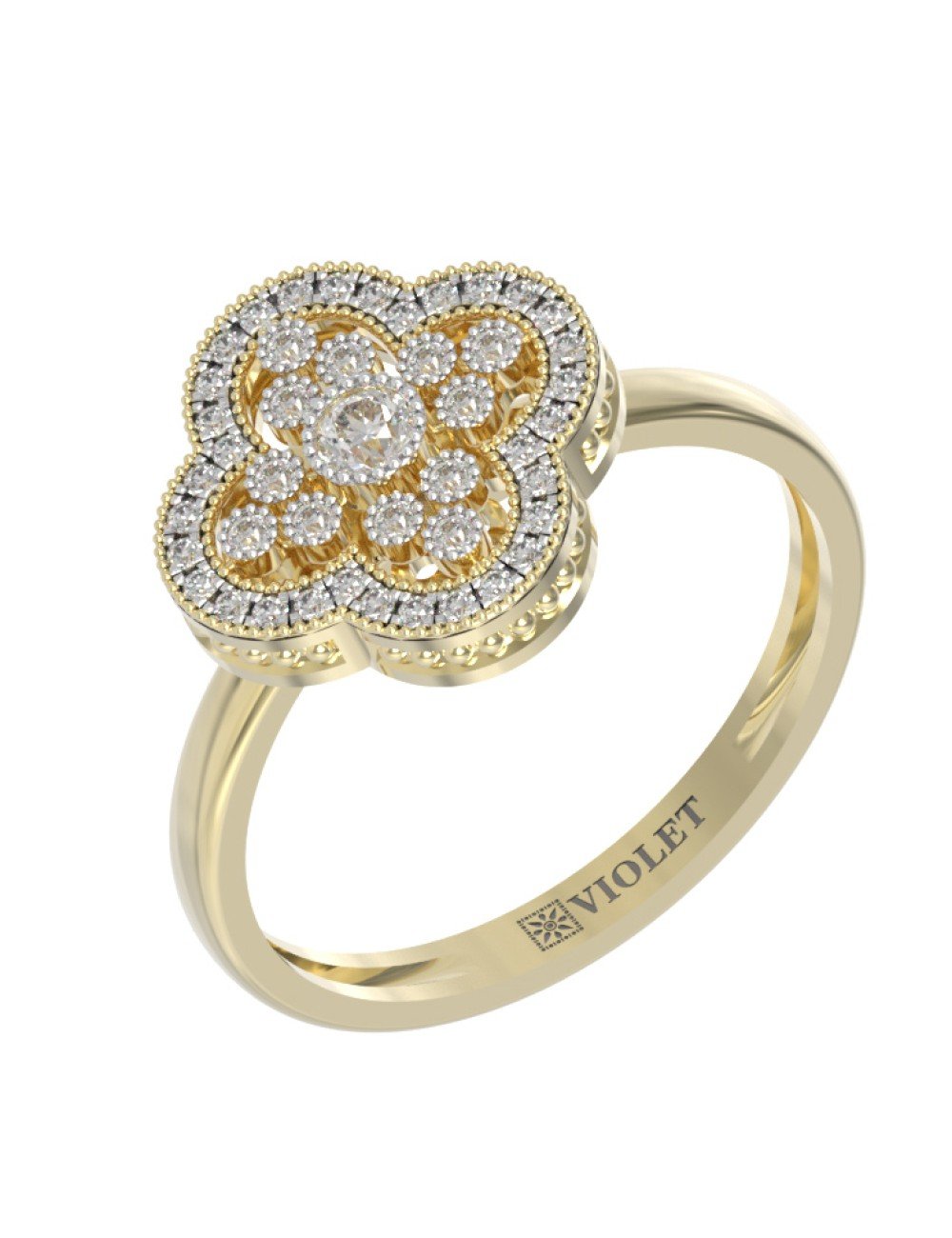 Кольцо из лимонного золота c бриллиантами