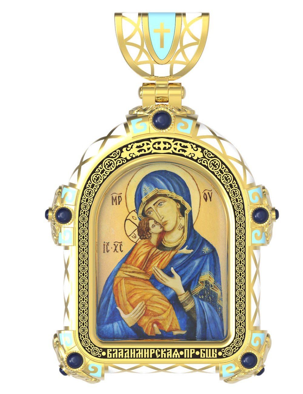 Образок из лимонного золота c эмалью и иконописью