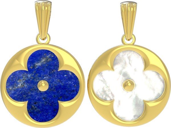 Подвеска из лимонного золота c лазуритом и перламутром