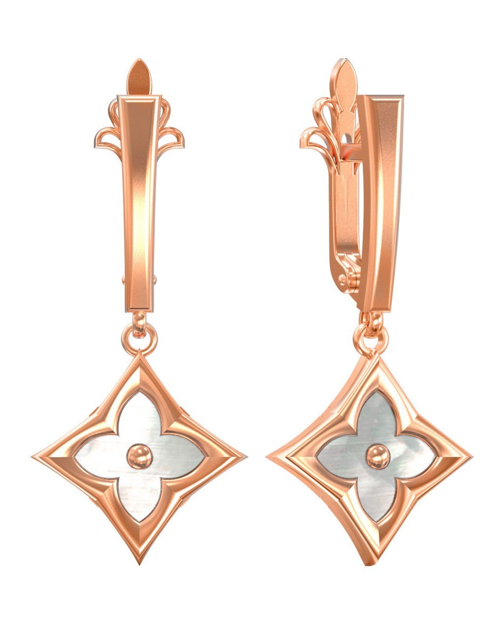 Серьги из золота c перламутром