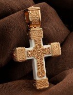 Крест из золота c эмалью, рубином и бивнем мамонта