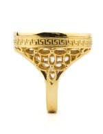 Кольцо из лимонного золота c эмалью и перламутром