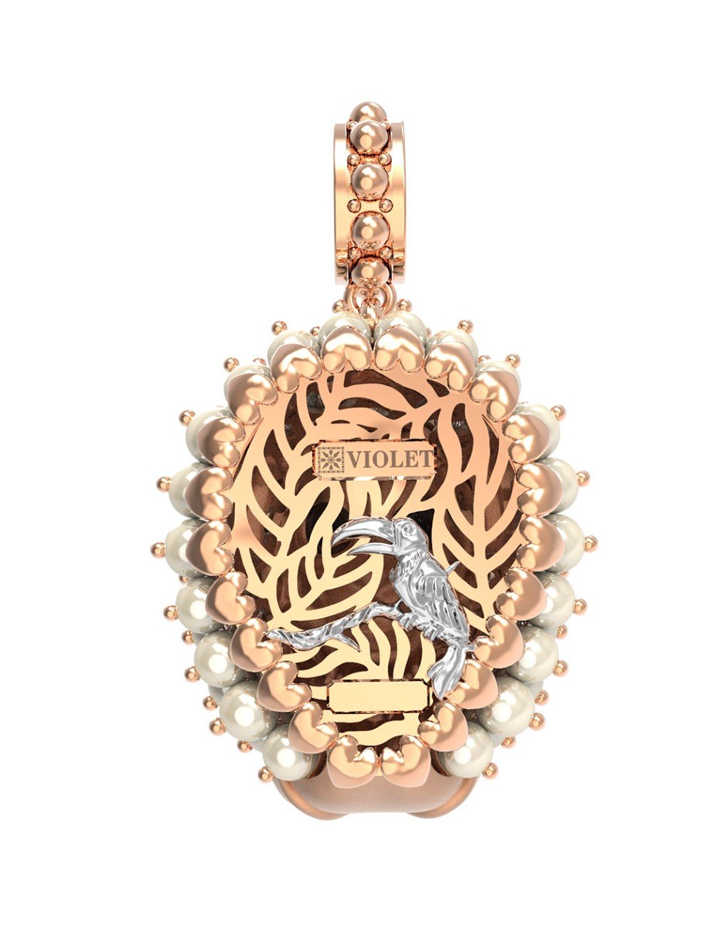 Подвеска из золота c эмалью и жемчугом