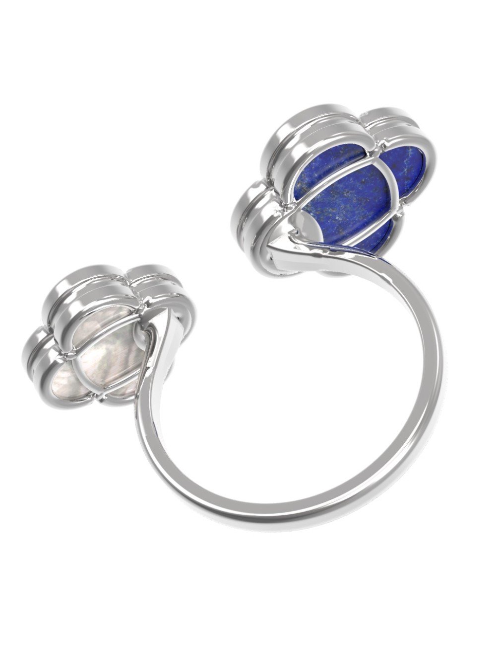Кольцо из белого золота c лазуритом и перламутром