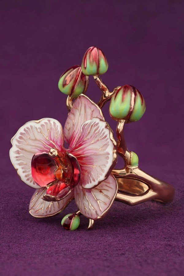 Кольцо из золота c эмалью