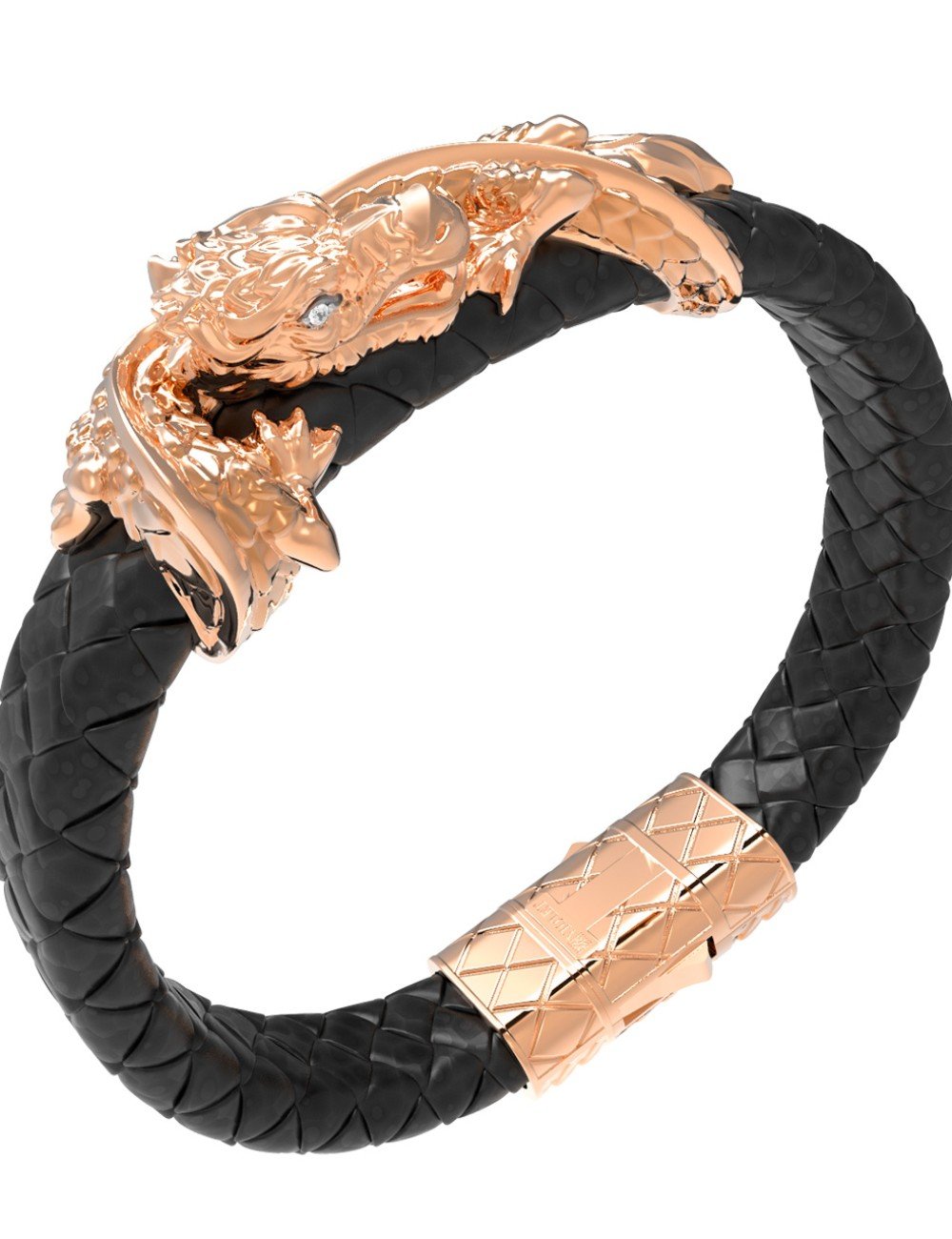 Браслет из золота c бриллиантами и кожаным шнурком