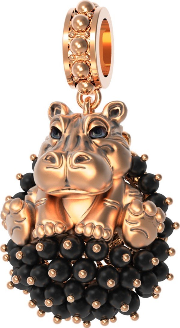 Подвеска из золота c эмалью и ониксом