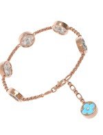 Браслет из золота c бриллиантами, бирюзой и перламутром