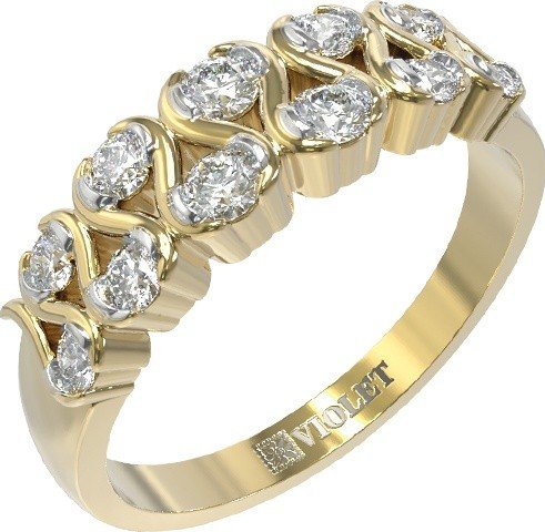 Кольцо из лимонного золота c бриллиантами