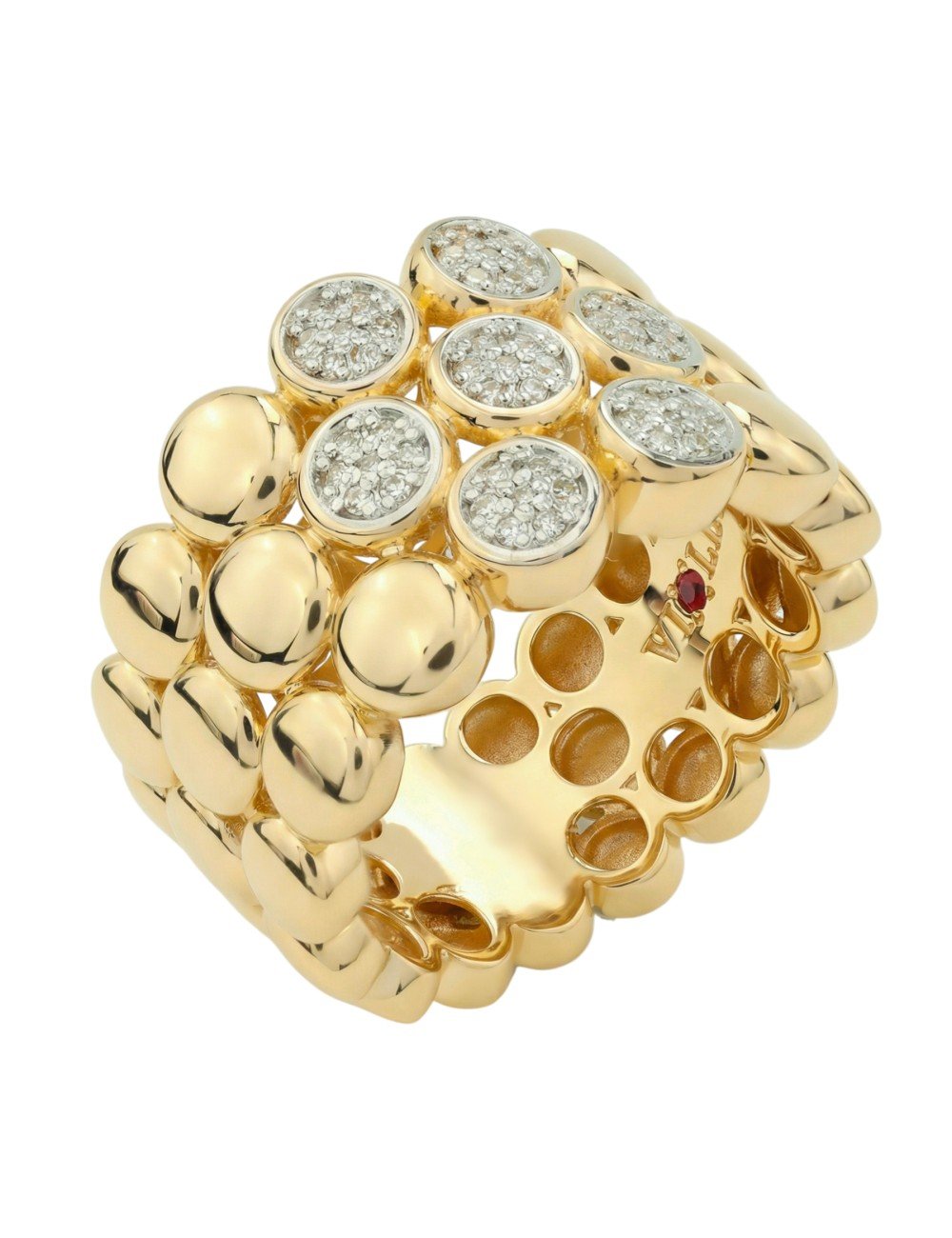 Кольцо из лимонного золота c бриллиантами и рубином