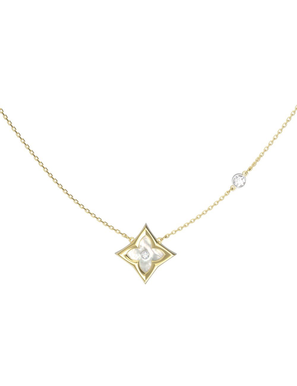 Колье из лимонного золота c бриллиантами и перламутром