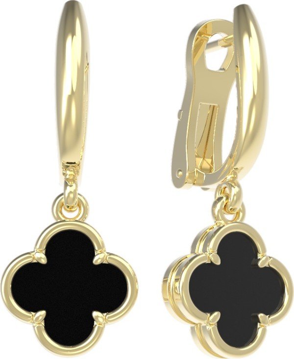 Серьги из лимонного золота c ониксом