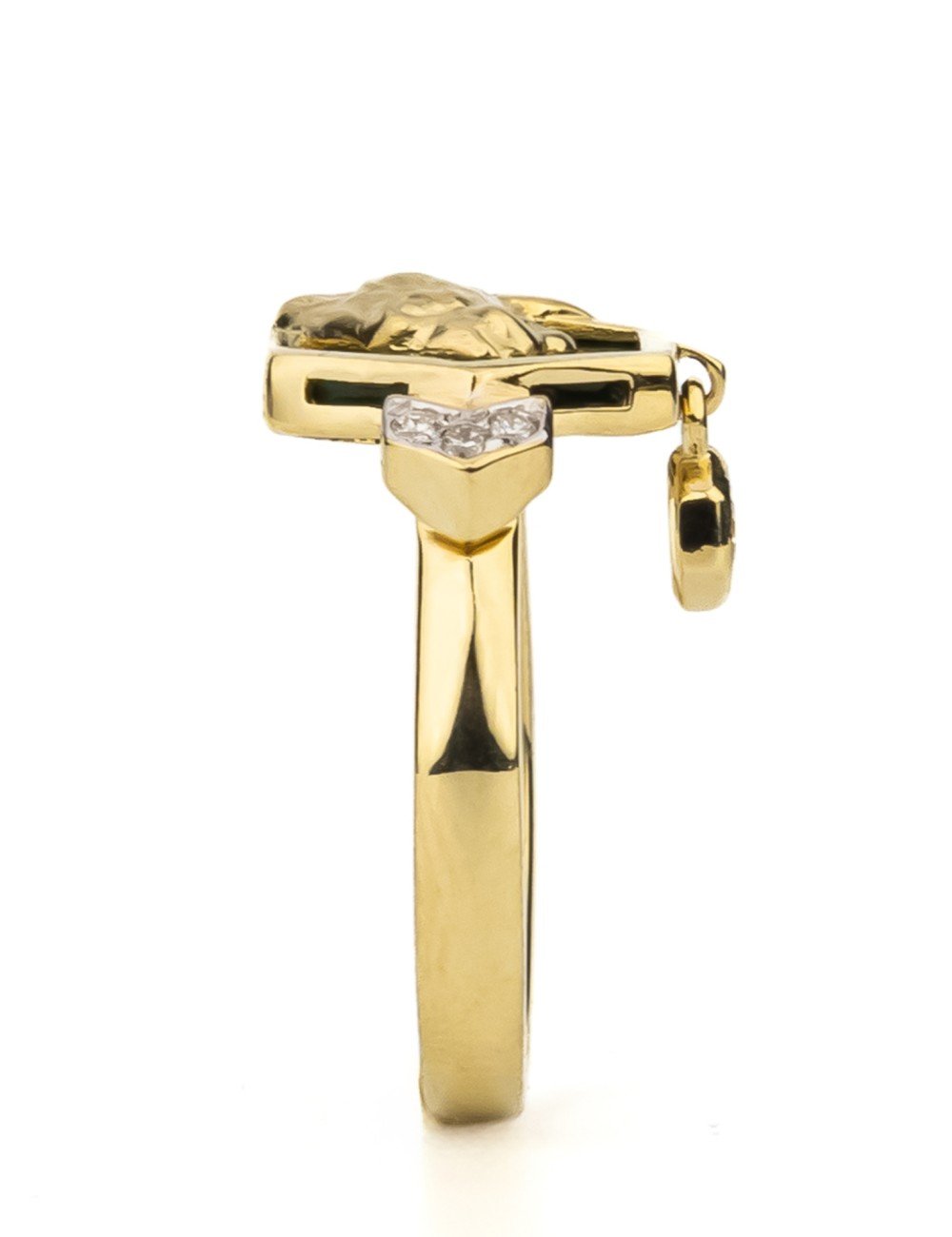 Кольцо из лимонного золота c бриллиантами и малахитом