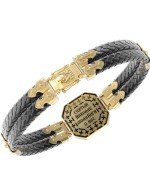 Браслет из лимонного золота c шнурком и ониксом