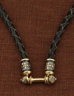 Гайтан из лимонного золота c кожаным шнурком