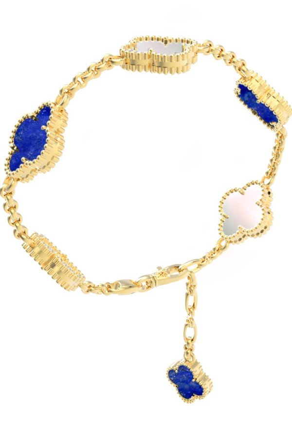 Браслет из лимонного золота c лазуритом и перламутром