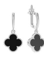 Серьги из белого золота c ониксом