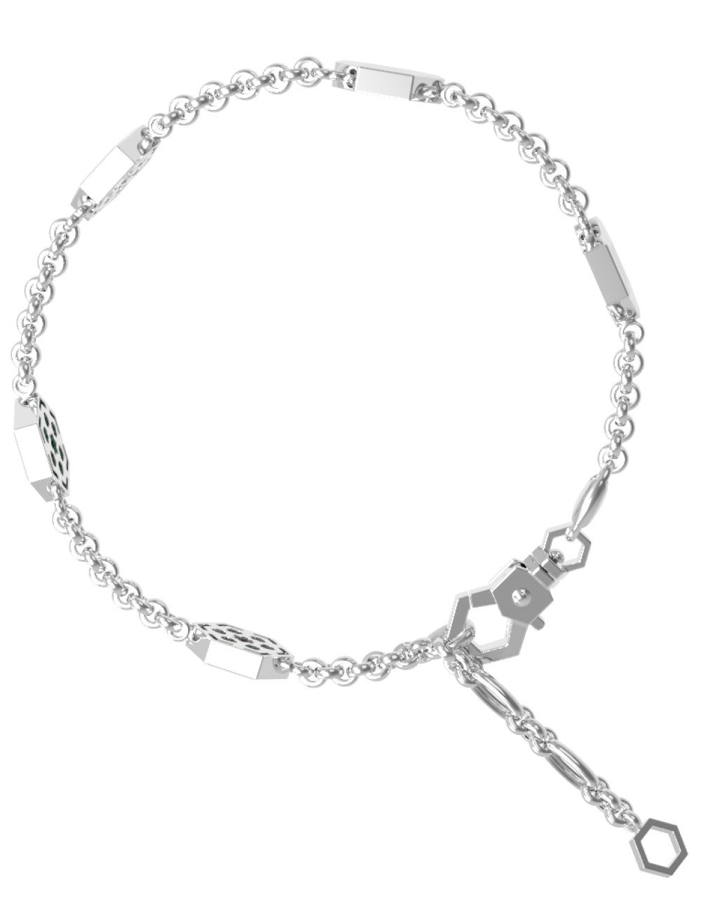 Браслет из белого золота c лазуритом, малахитом и перламутром